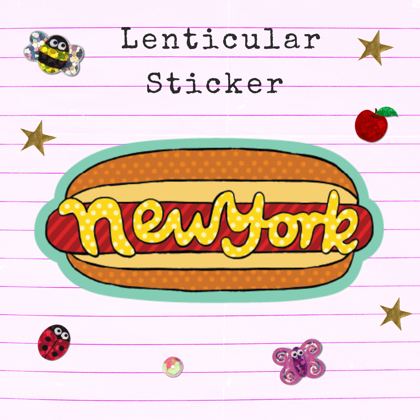 NY Hotdog Lenticular Sticker