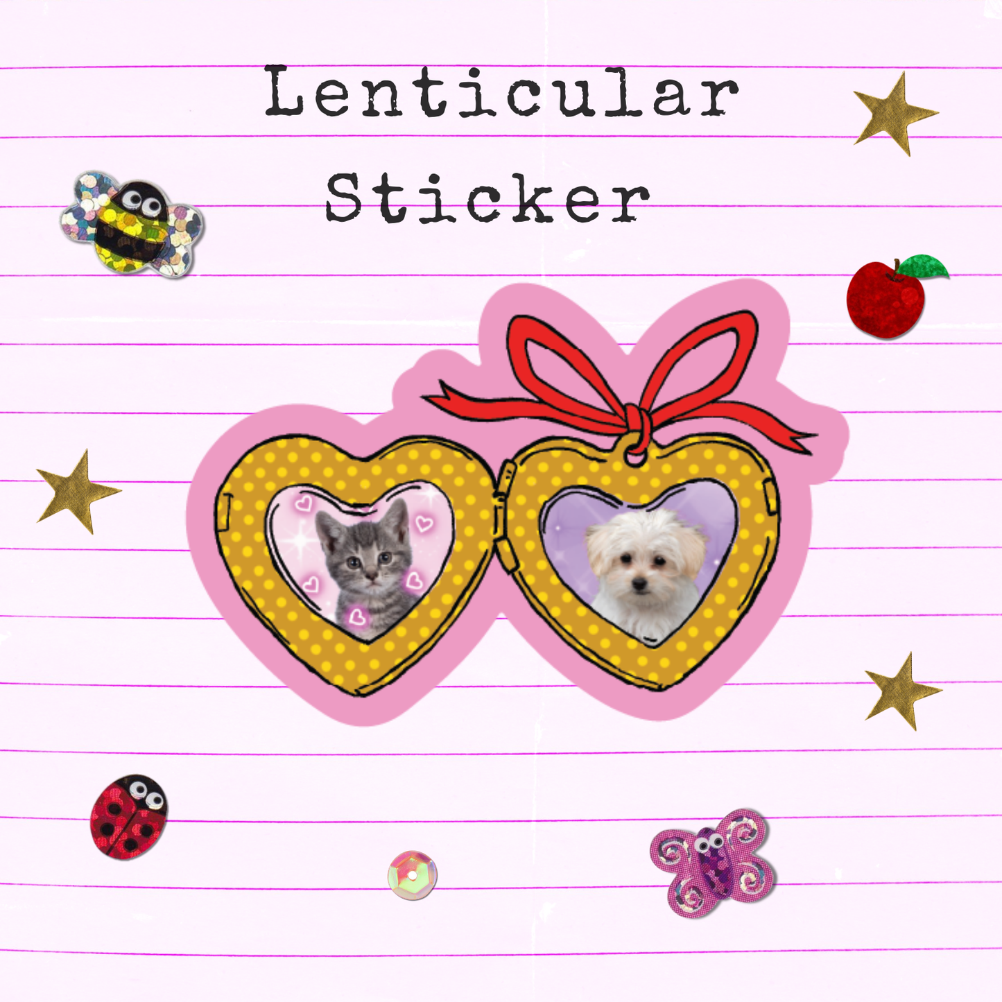 Heart locket Lenticular Sticker